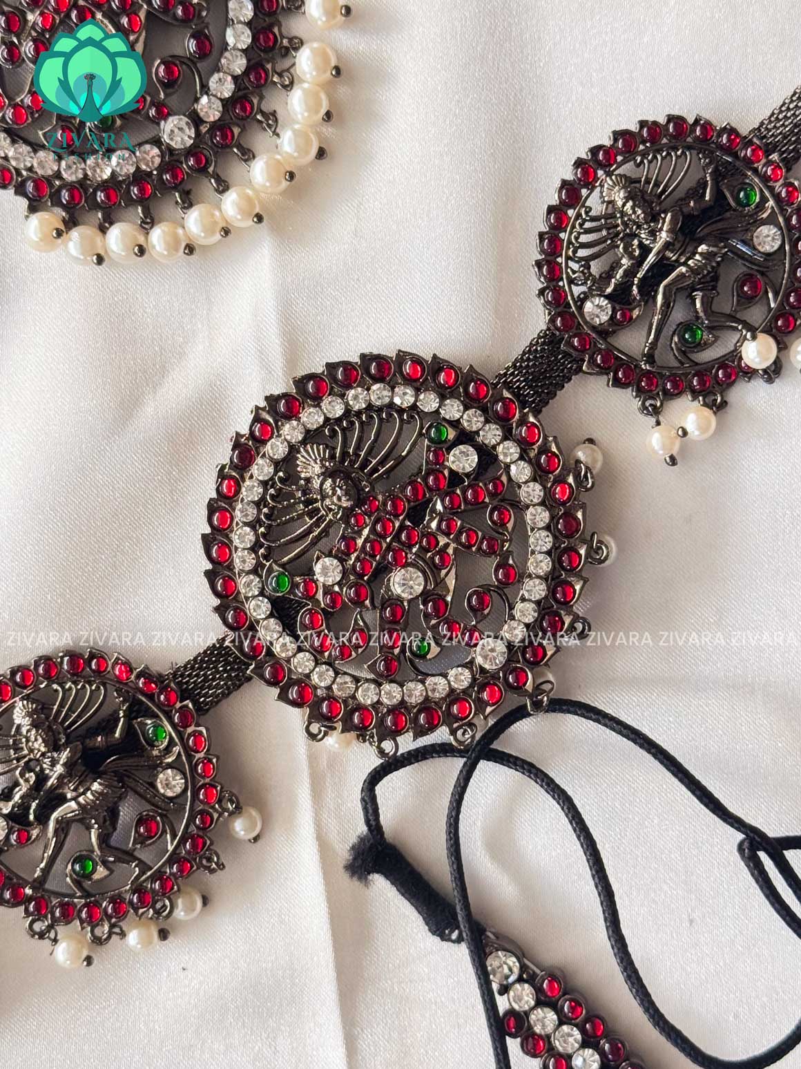 Nataraj- Black polish full bharathanatyam dance set  - latest kemp dance jewellery collection