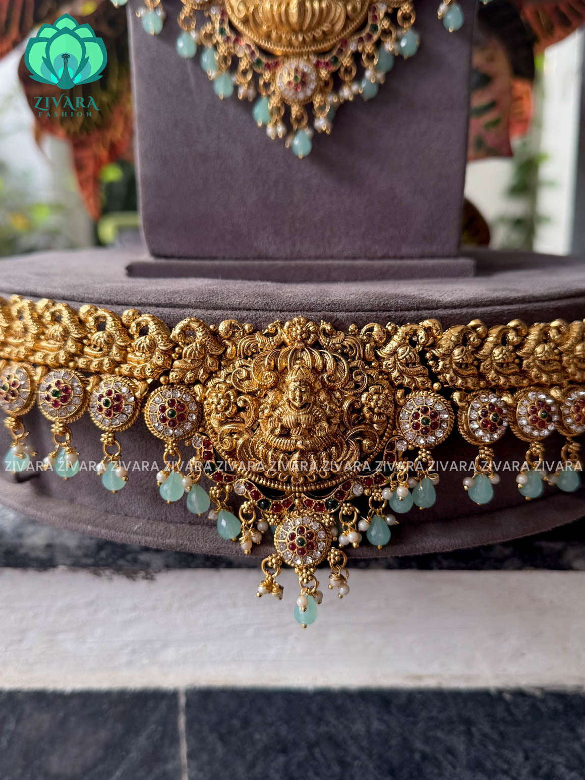 PASTEL GREEN -COMBO OF TRADITIONAL TIKKA SHORT , LONG NECKWEAR AND EARRING - Zivara Fashion