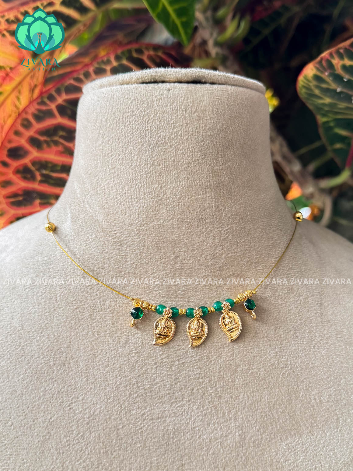 GREEN MANGO TAMARA INVISIBLE MINIMAL ELEGANT HANDMADE NECKLACE WITH BRILLIANT FINISH MOTIFS- ZIVARA FASHION