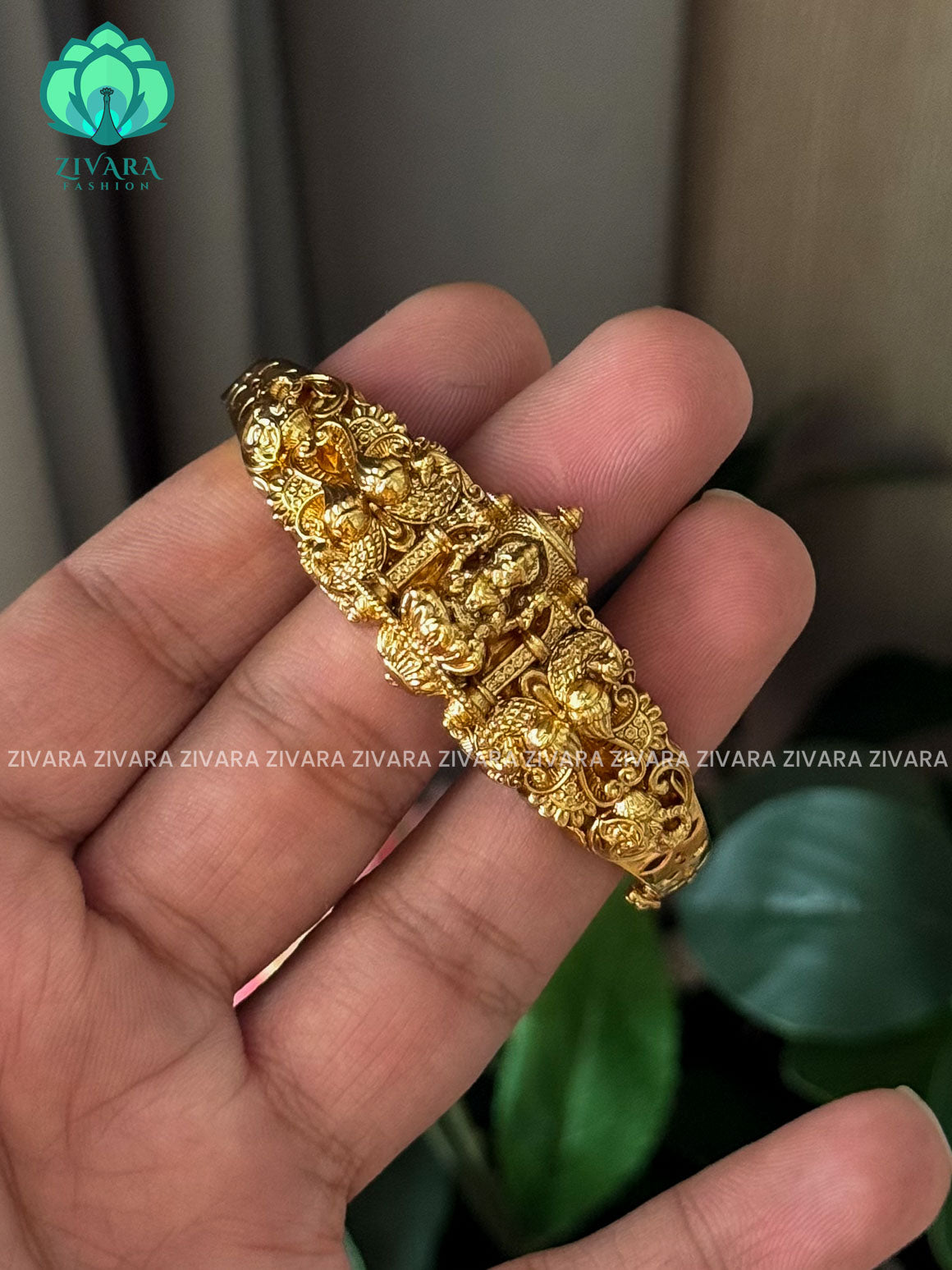 1 piece free size HOT SELLING TEMPLE KADA -Premium gold FINISH kada bangle- latest jewellery collection- Zivara Fashion