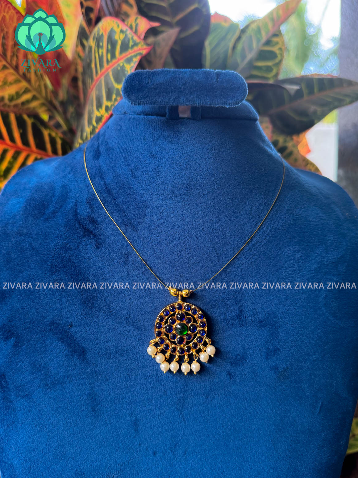 Uthara - Aalia Blue and Green - Invisble kemp neckwear jewellery series - latest kemp jewellery - Zivara Fashion