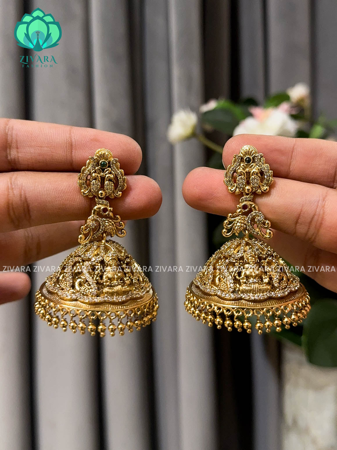 Big temple heavy - Bridal PREMIUM MATTE  polish JHUMKA- latest jewellery collection- zivara fashion