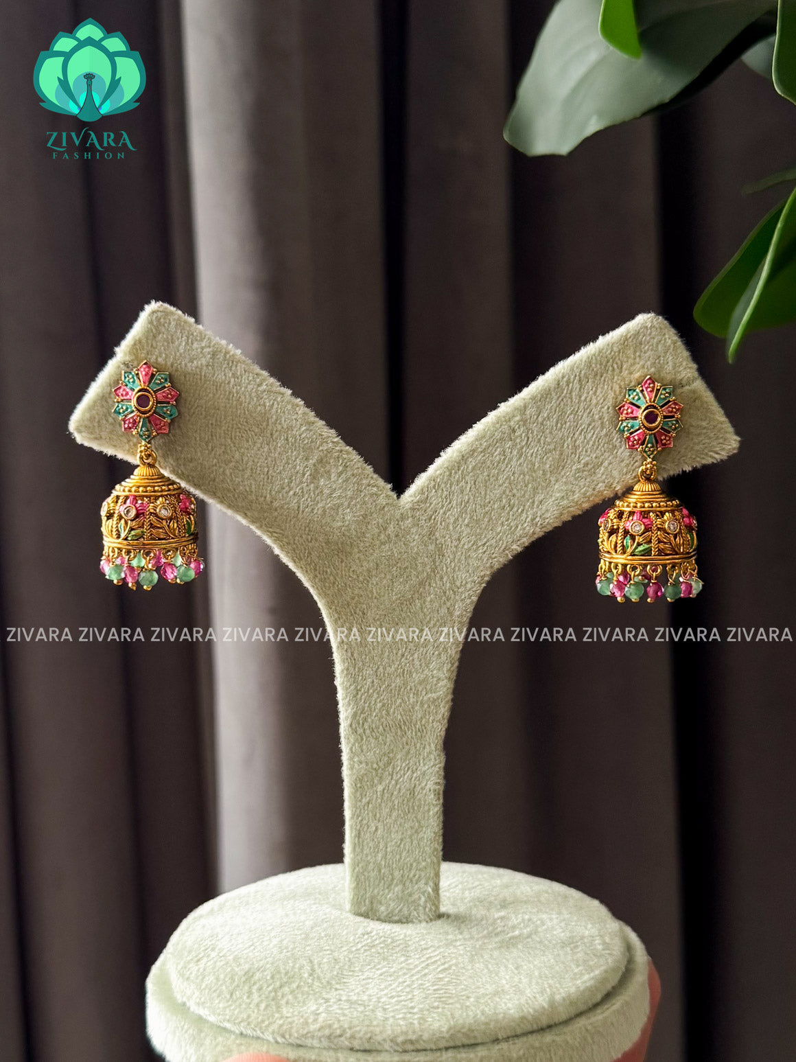 Madhurya handpainted jhumkas-  MEDIUM SIZED - latest jewellery collection- zivara fashion
