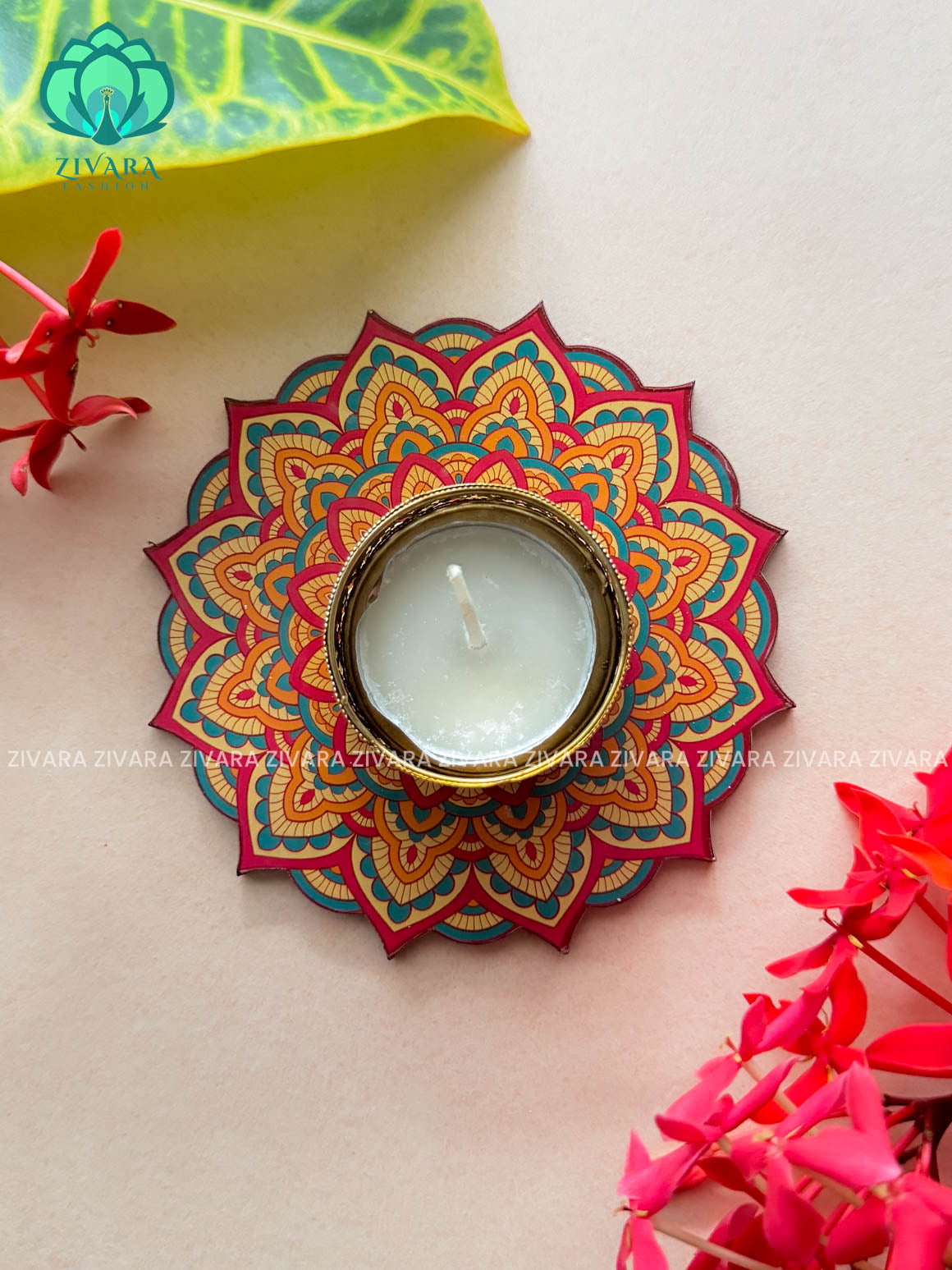 Colourful mandala themed 4 inch diya - unique gifting ideas for the festive season-zivara fashion