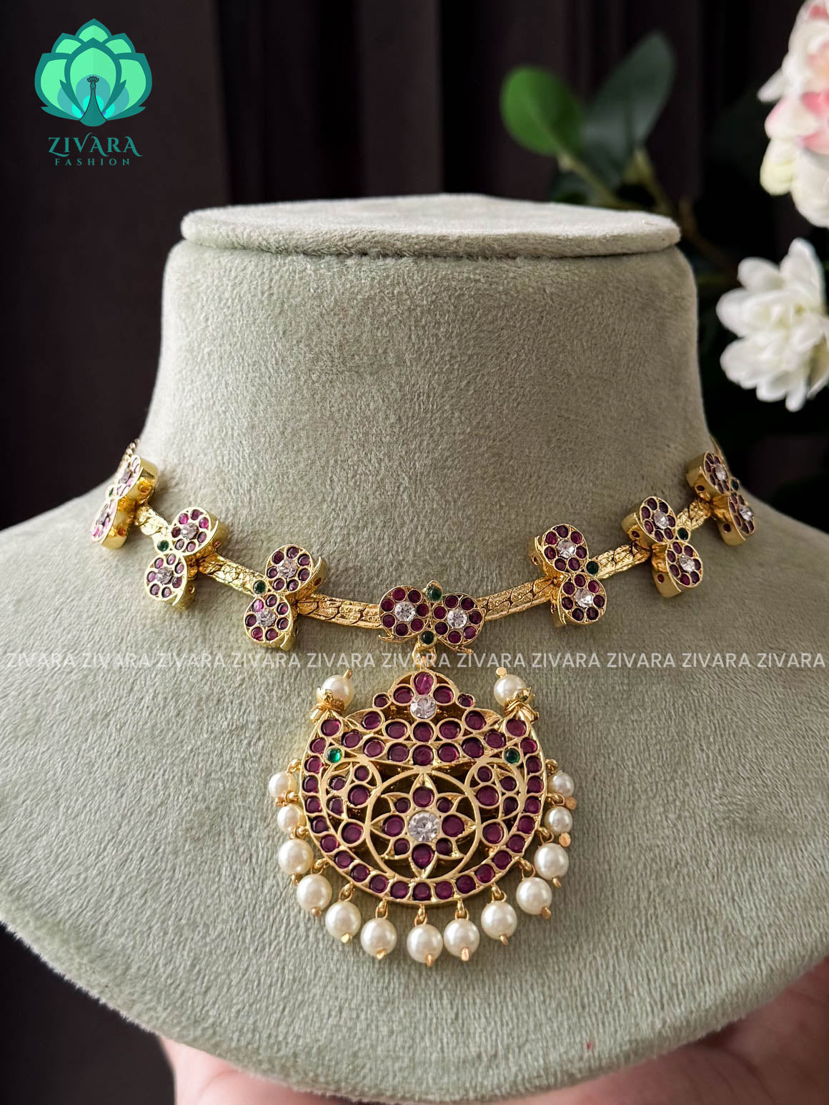 MATHANGI- NECKLACE- REAL KEMP BHARATHANATYAM DANCE PREMIUM JEWELLERY