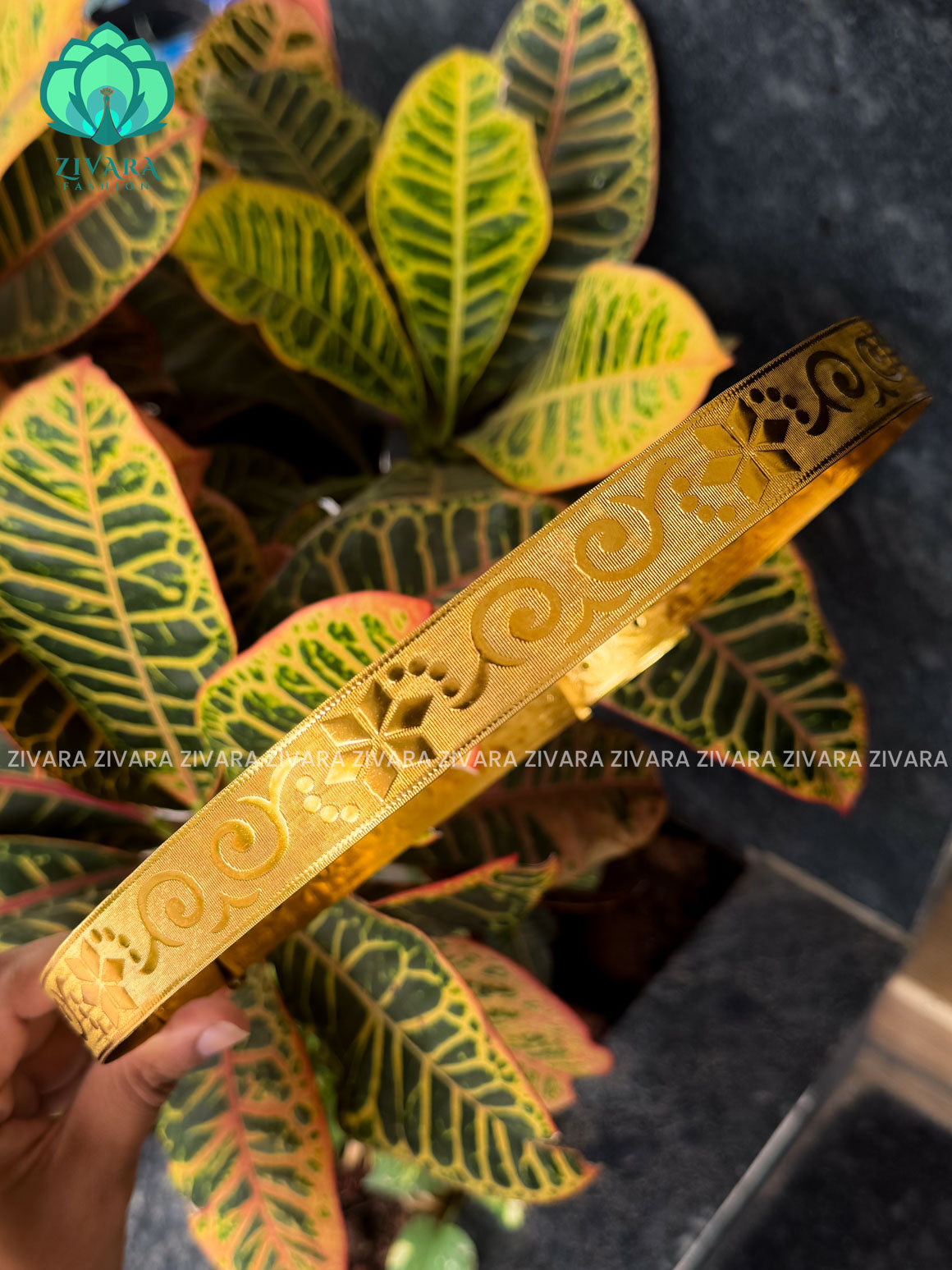 ADULT SIZE SELF DESIGN SUBTLE GOLD POLISH  ADJUSTABLE HIPBELT(29- 39 INCHES ) Latest South indian premium quality hipbelt collection- Zivara Fashion