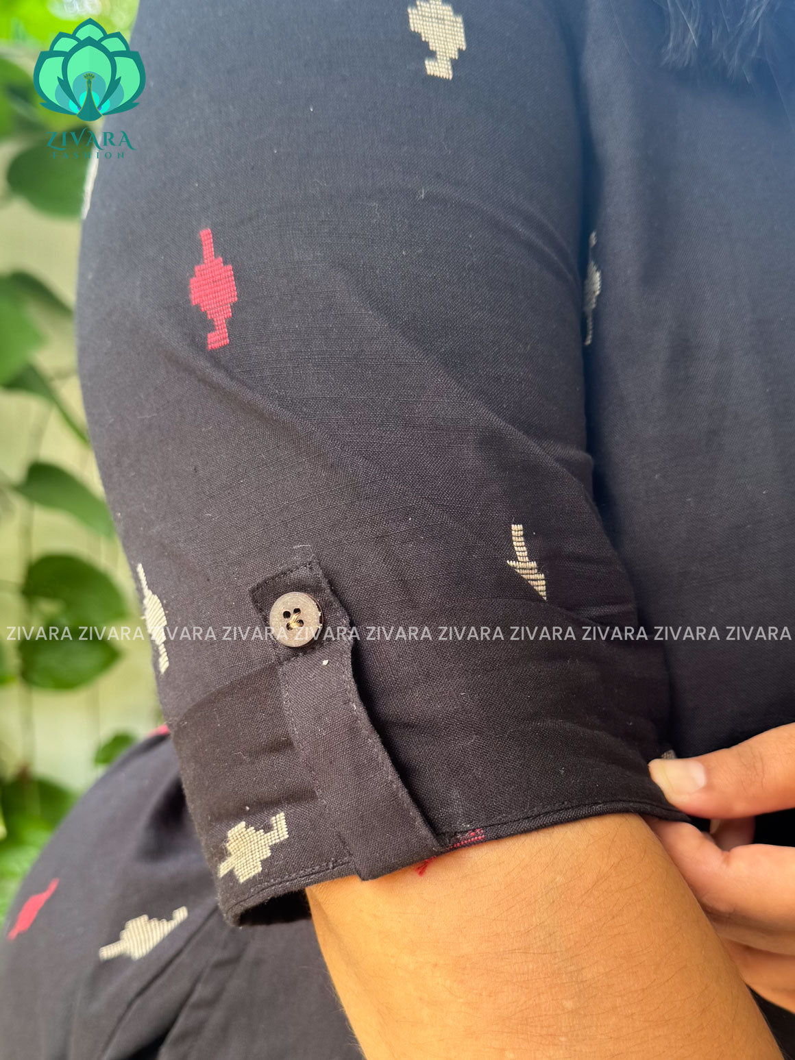 BLACK- Liya - Woven pure handloom rayon pre-washed Full length flared straight cut kurti for women- Label Zivara