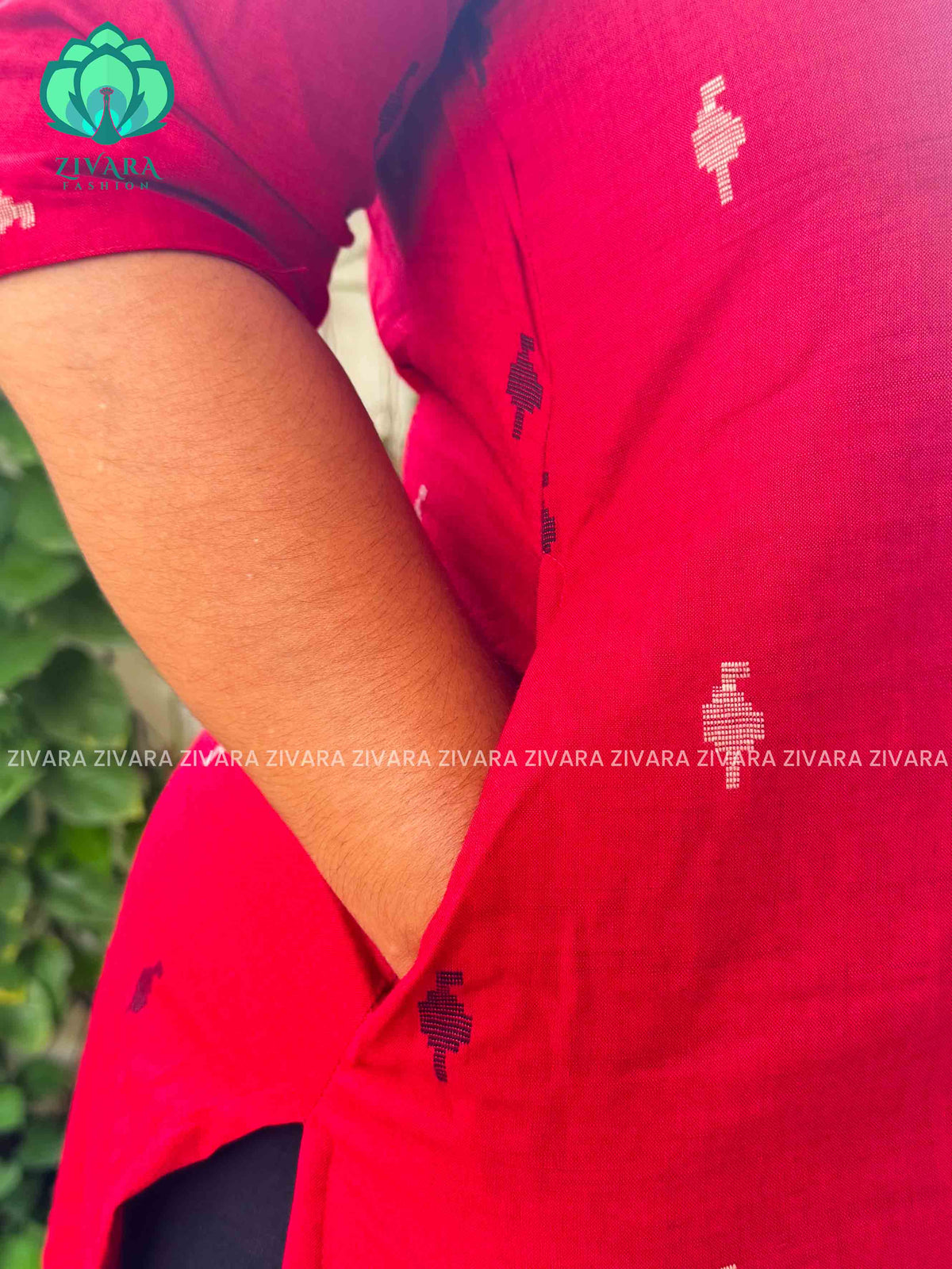 RED - Liya - Woven pure handloom rayon pre-washed Full length flared straight cut kurti for women- Label Zivara