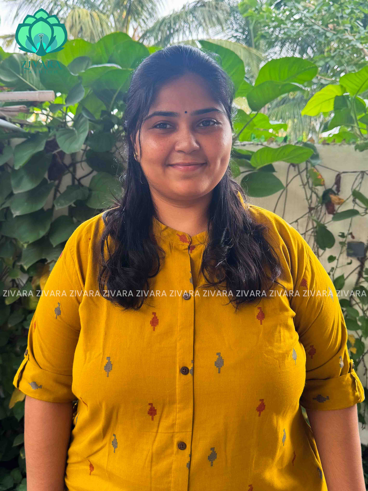 MUSTARD YELLOW - Liya - Woven pure handloom rayon pre-washed Full length flared straight cut kurti for women- Label Zivara