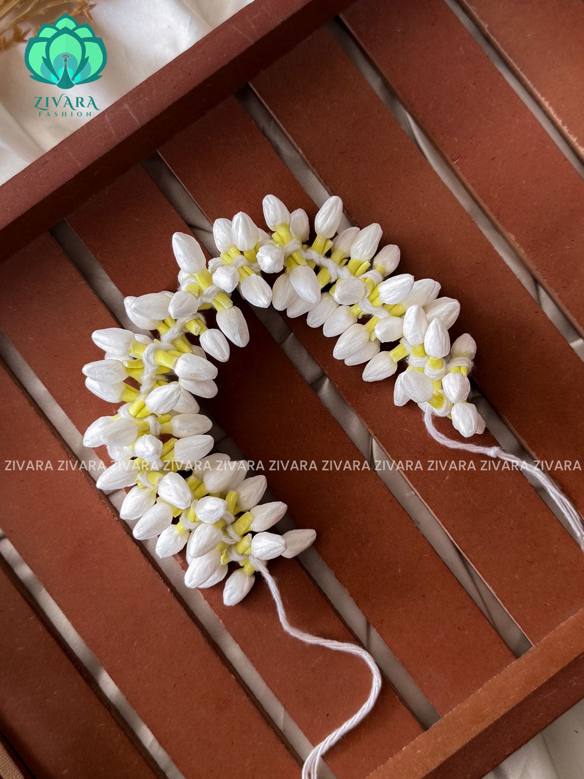 String of  8" hand strung PREMIUM TRENDING JASMINE LOOK ALIKE - REUSABLE HAIR ACCESSORIES-ZIVARA FASHION