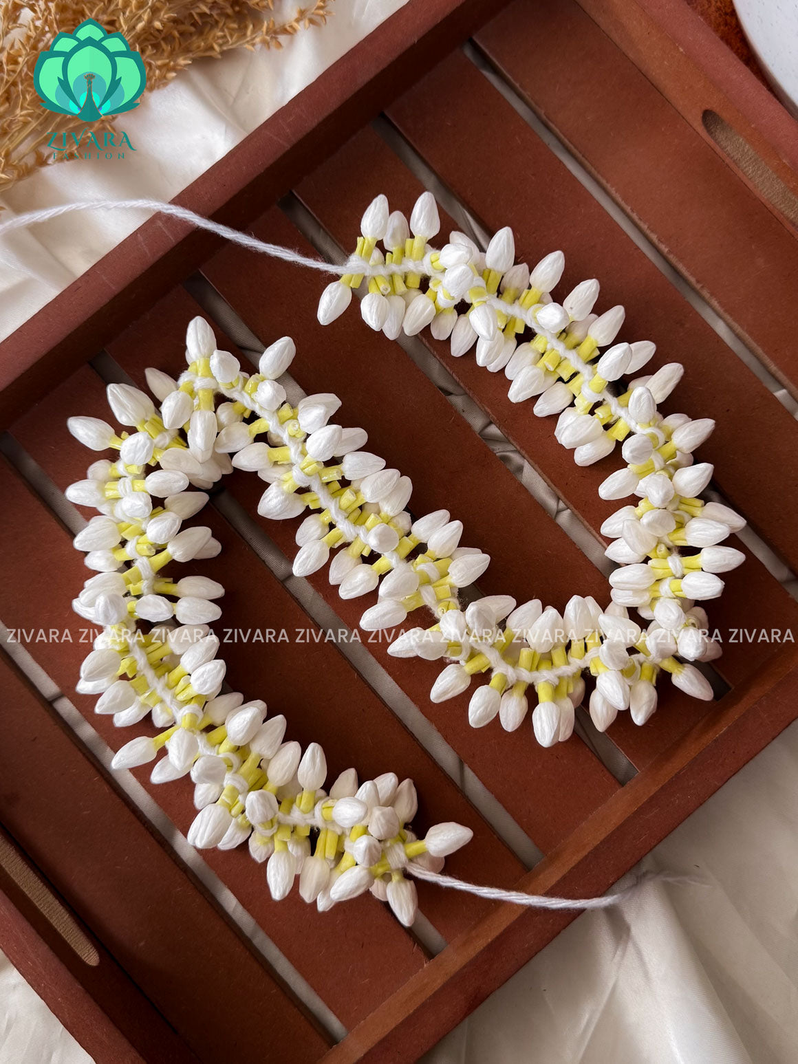 String of  24" hand strung PREMIUM TRENDING JASMINE LOOK ALIKE - REUSABLE HAIR ACCESSORIES-ZIVARA FASHION
