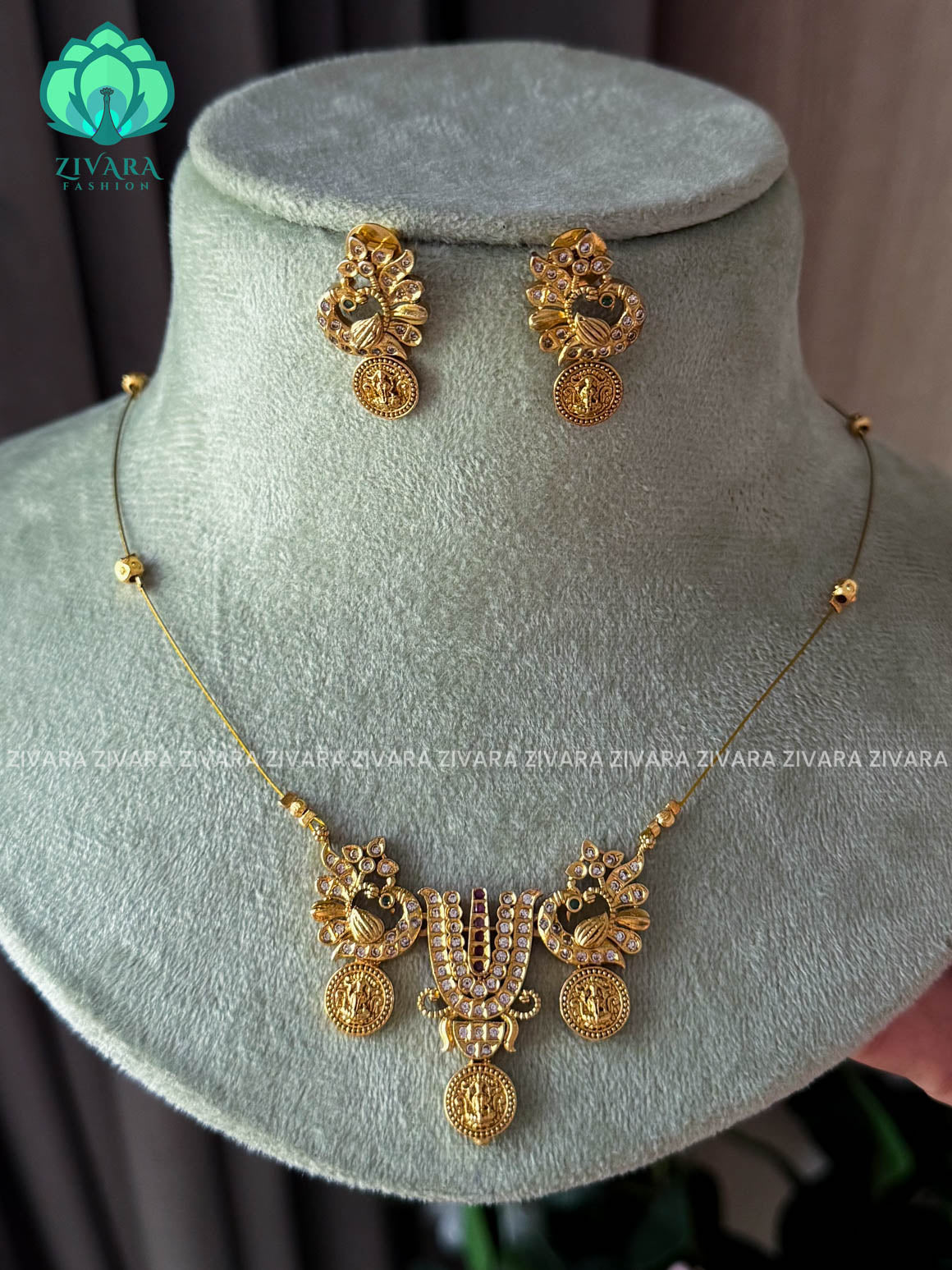 TIRUMAL VINTAGE TAMARA pendant INVISIBLE MINIMAL ELEGANT HANDMADE NECKLACE WITH BRILLIANT FINISH MOTIFS- ZIVARA FASHION