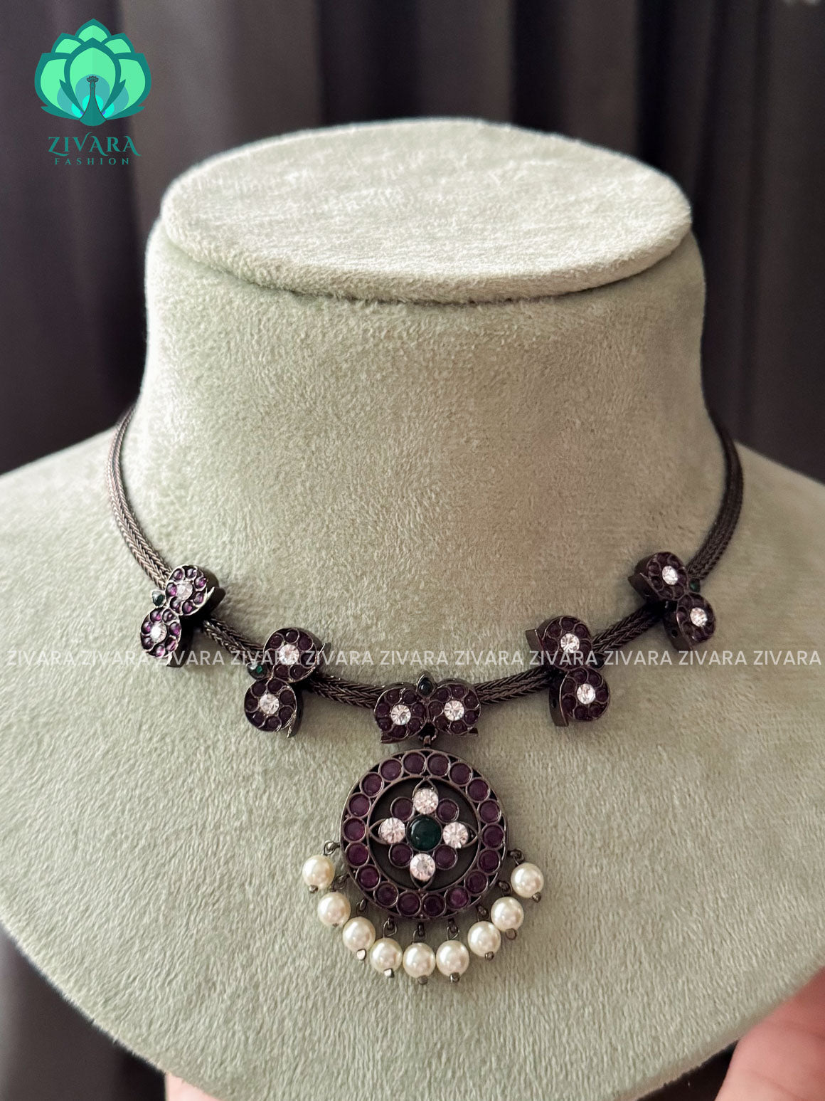 MATHANGI- NECKLACE - REAL KEMP BHARATHANATYAM DANCE PREMIUM JEWELLERY