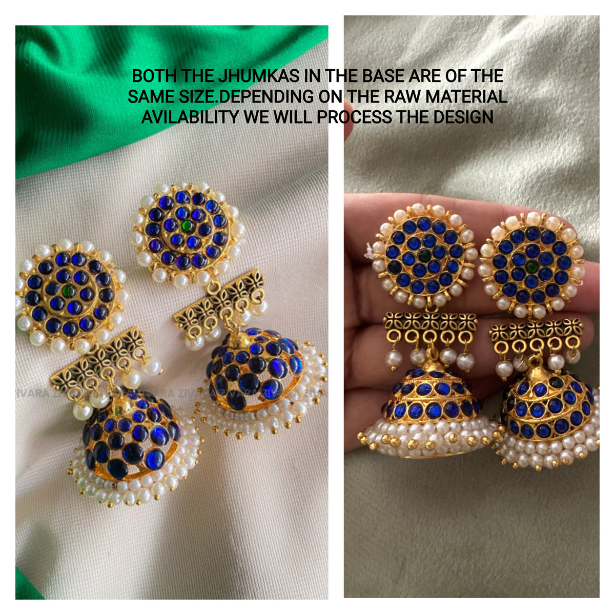 BLUE  - jumbo SIZE HANDMADE JHUMKAS - latest kemp dance jewellery collection