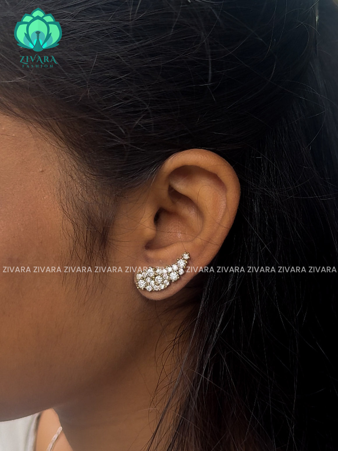 Korean style 3 in 1 subtle gold AD stone studs - latest jewellery collection- zivara fashion