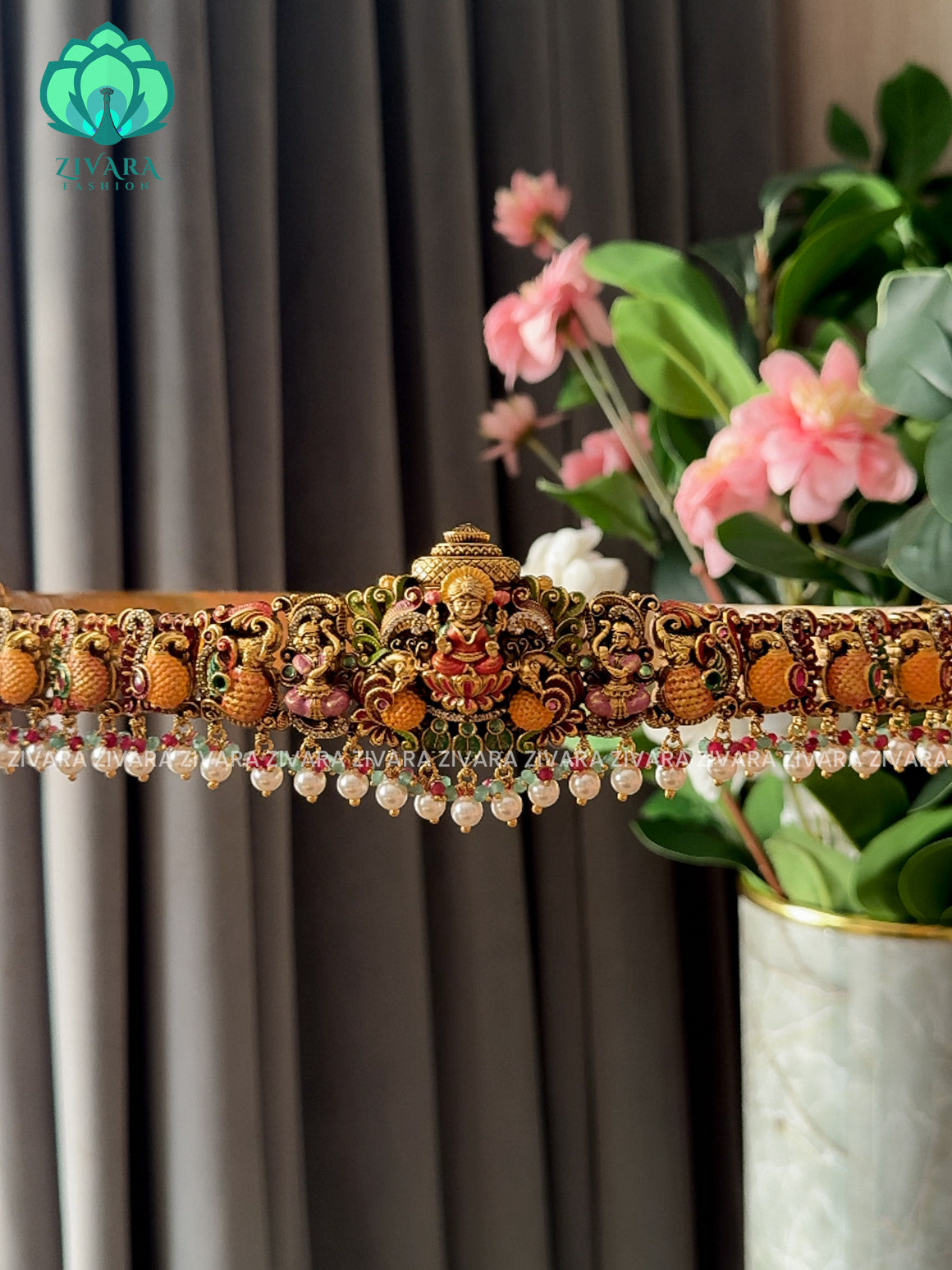 Madhurya handpainted temple lakshmi adult size hip belt - Latest jewellery zivara fashion