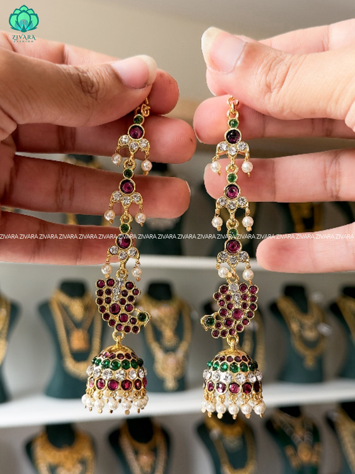 MATHANGI-MAATTAL WITH JHUMKA- REAL KEMP BHARATHANATYAM DANCE PREMIUM JEWELLERY
