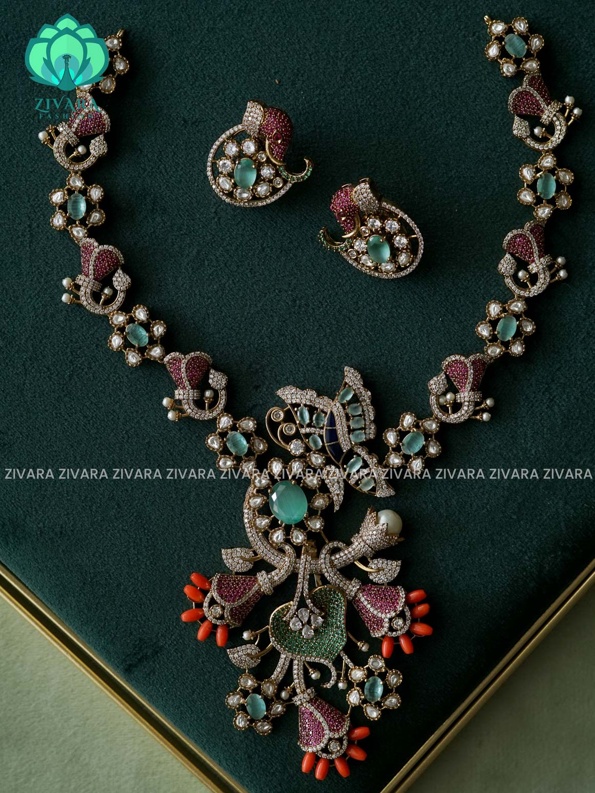AKSHAYAM -BRIDAL ENCHANTING -premium neckwear with earrings- Zivara Fashion- latest jewellery design