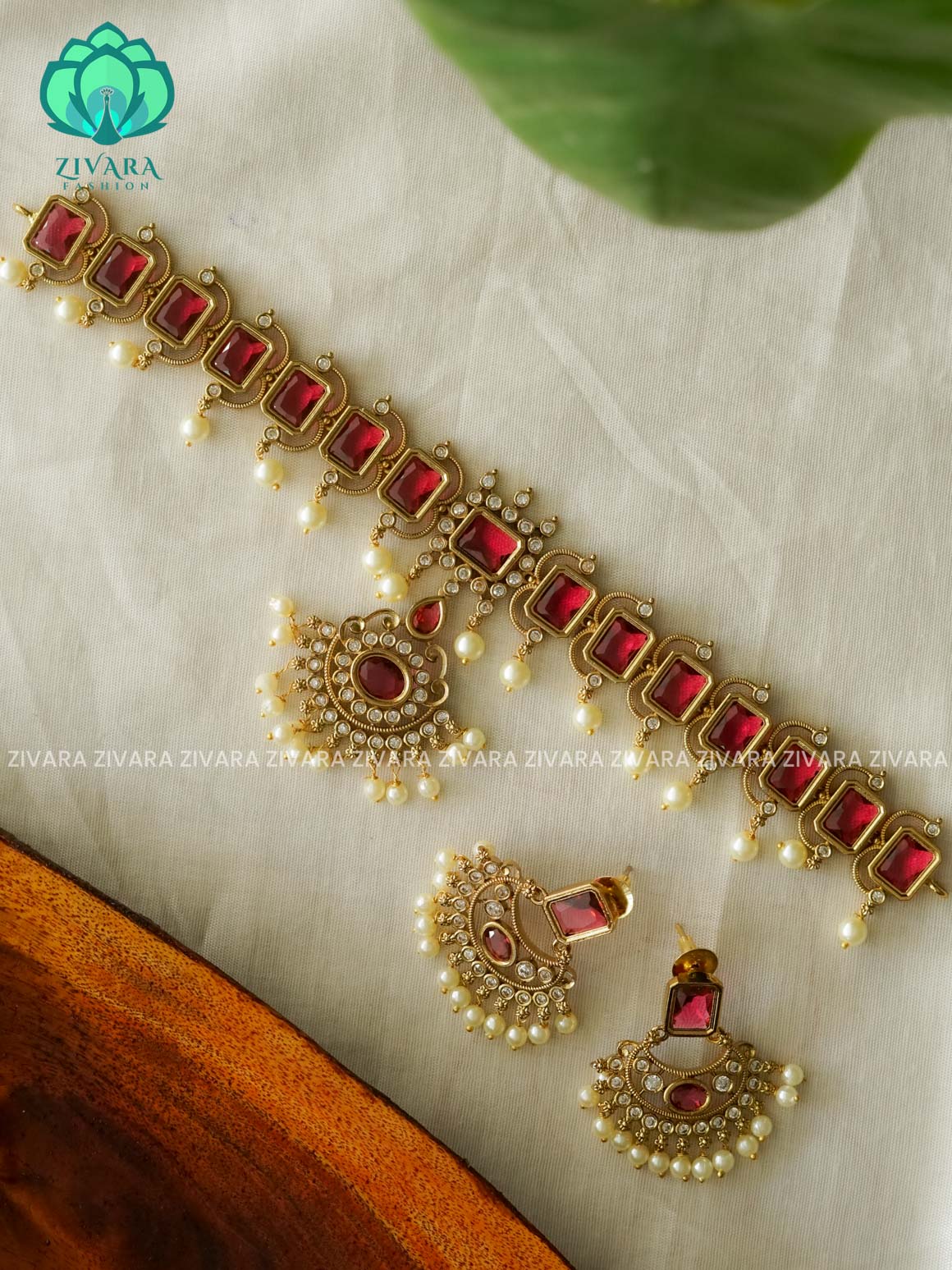 RUBY BOX MOTIF - TRADITIONAL CHOKER COLLECTION WITH EARRINGS- LATEST JEWELLERY COLLECTION