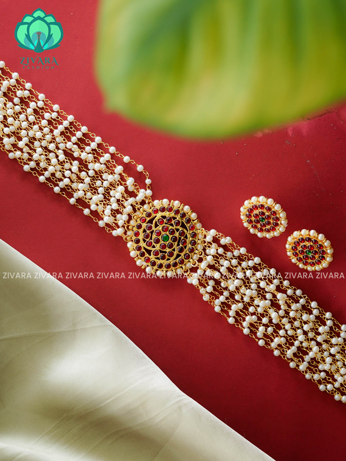 RED AND GREEN- VASUMATHI  - HANDMADE choker WITH EARRINGS - latest kemp dance jewellery collection