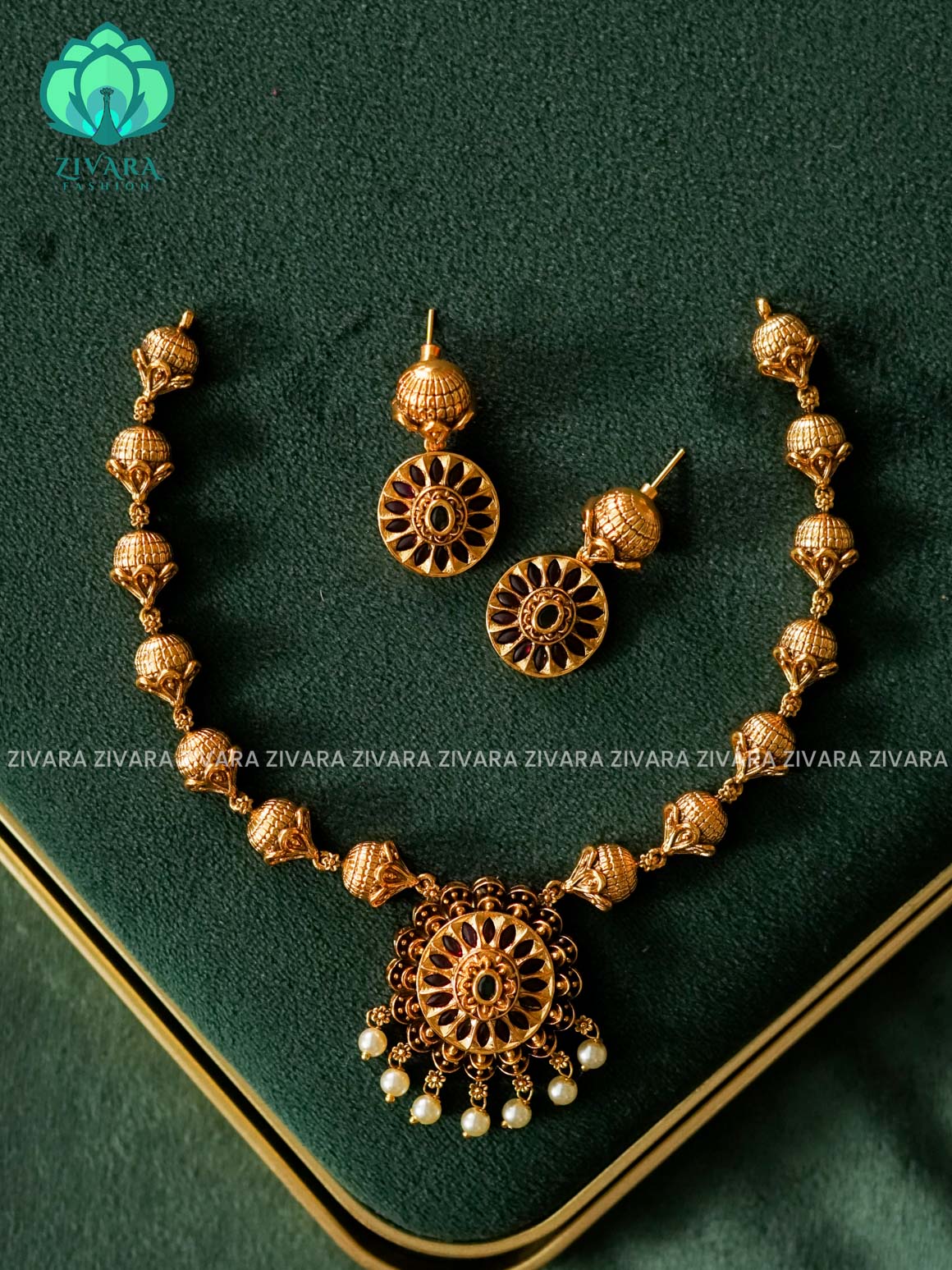 RAJWADI FINISH NECKWEAR  - Traditional south indian premium neckwear with earrings- Zivara Fashion- latest jewellery design