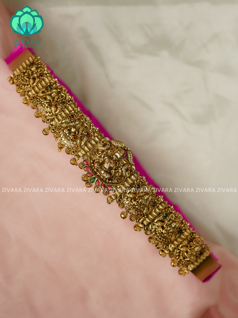 GOLD BALLS - DHRUVA- MATTE TEMPLE STYLE (31 TO 38 INCHES  ) Latest South indian budget friendly hipbelt collection- Zivara Fashion