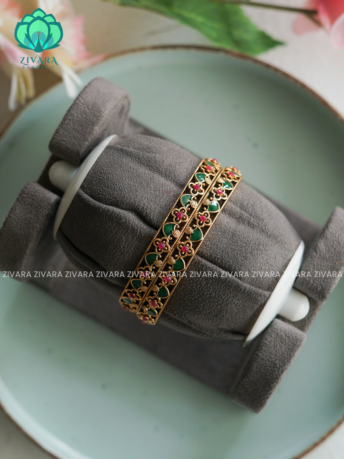 KALAI - ENAMEL - 2 PIECE - NORMAL MATTE FINISH bangles - latest jewellery collection- Zivara Fashion