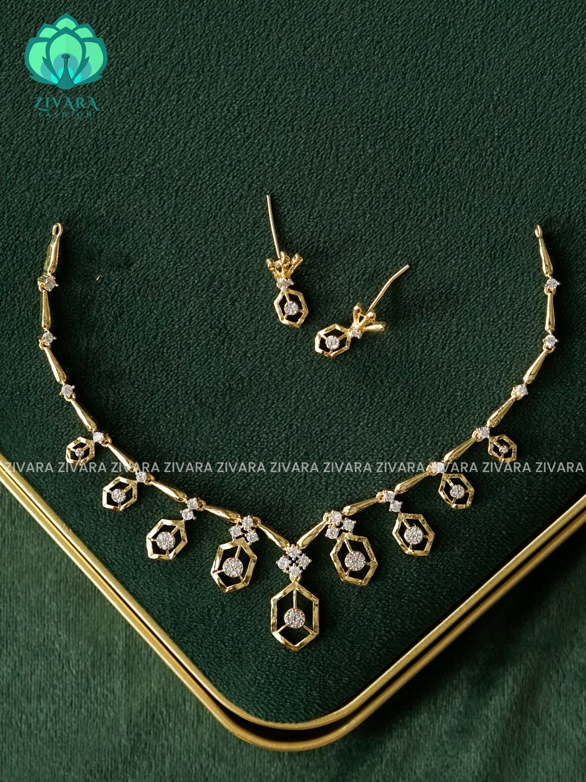 WHITE STONE AD  elegant neckwear with earrings - latest jewellery designs- Zivara Fashion