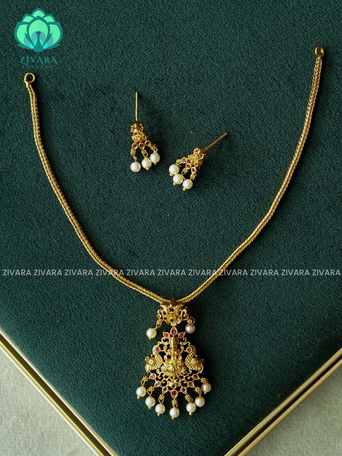 TEMPLE KIDS FRIENDLY-FLEXIBLE CHAIN- stylish neckwear with earrings- Zivara Fashion
