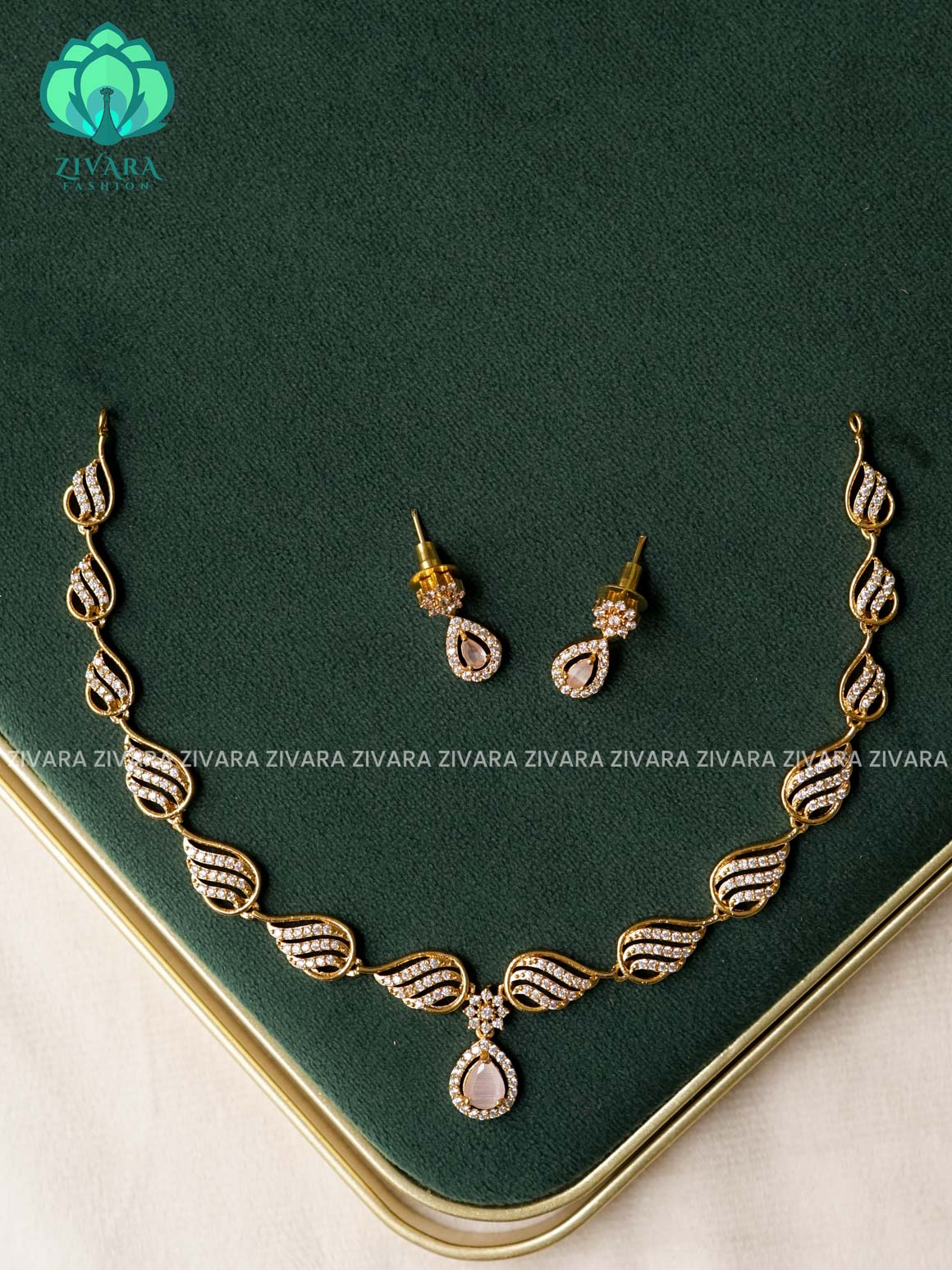 Swirly  PASTEL PINK  pendant  - stylish and minimal elegant kids friendly neckwear with earrings- Zivara Fashion