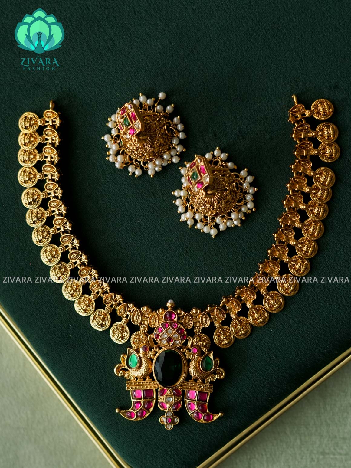 Trending NORMAL MATTE TIGER TOOTH neckwear with earrings- Zivara Fashion- latest jewellery design