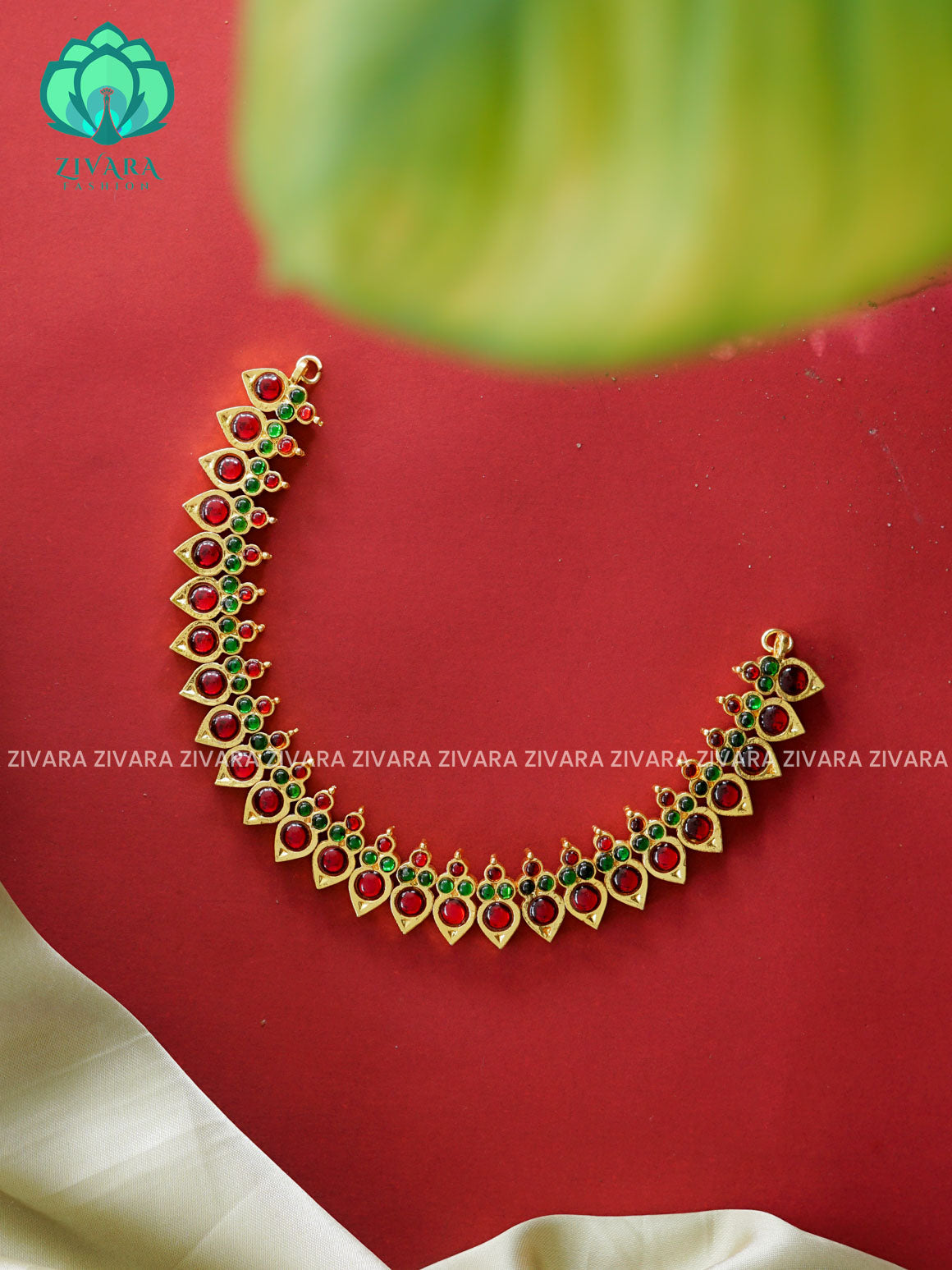 RED AND GREEN  - BHARGAVI - HANDMADE NECKWEAR- latest kemp dance jewellery collection