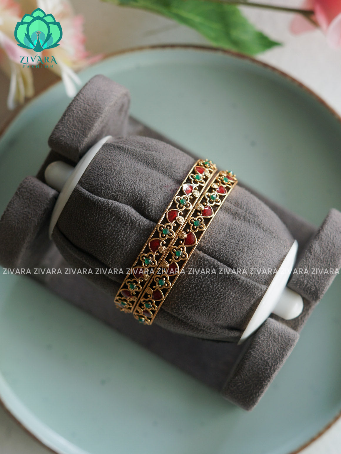 KALAI - ENAMEL - 2 PIECE - NORMAL MATTE FINISH bangles - latest jewellery collection- Zivara Fashion