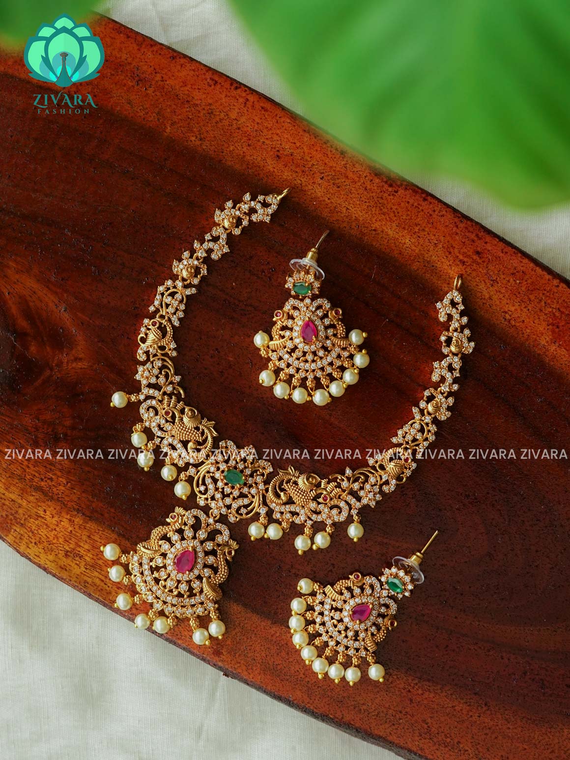 BRIDAL DOUBLE PEACOCK NECKLACE -Traditional south indian premium neckwear with earrings- Zivara Fashion- latest jewellery design