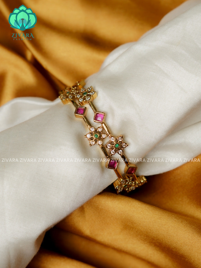 2 PIECE designer  -Premium gold FINISH bangles- latest jewellery collection- Zivara Fashion