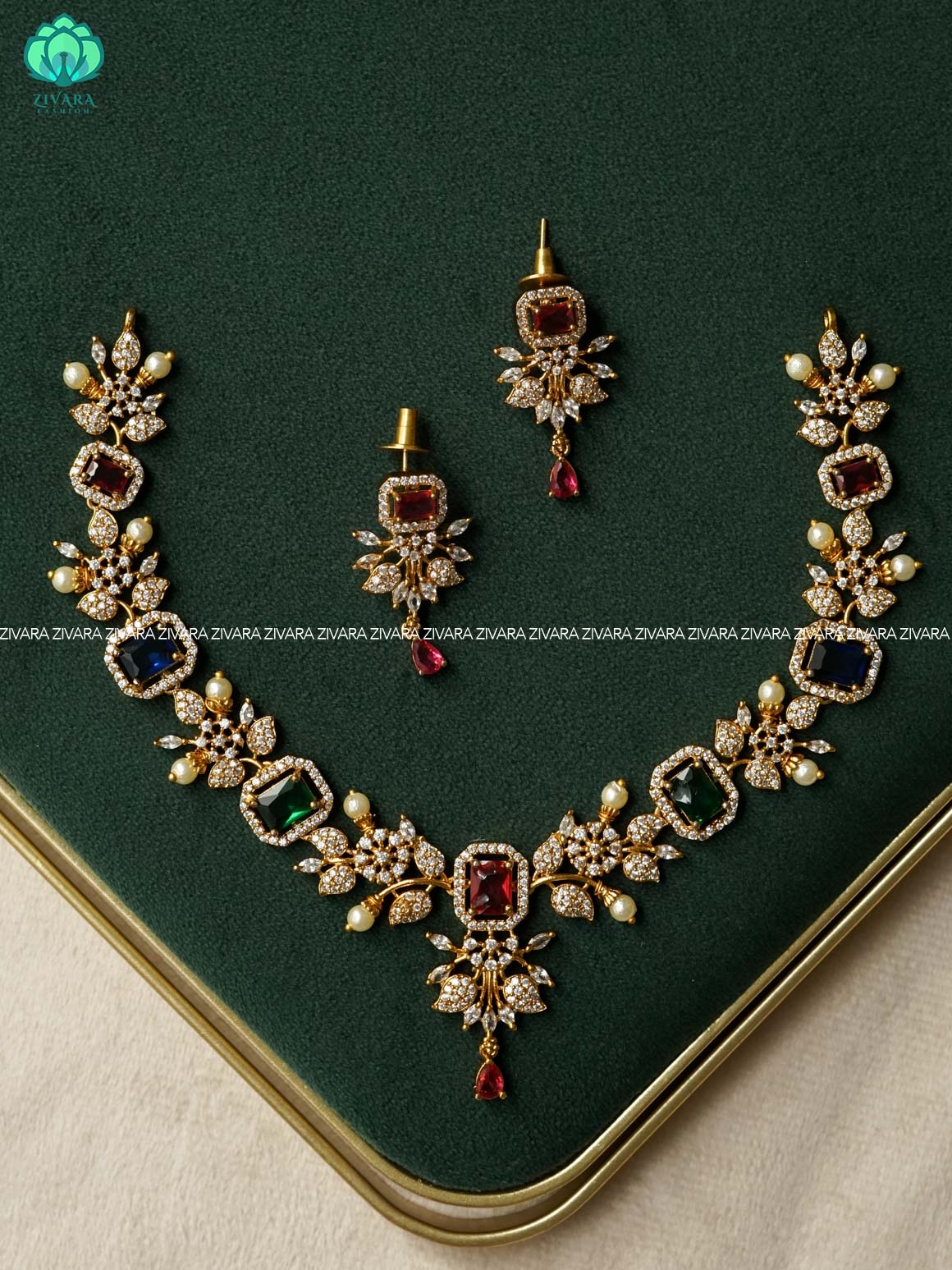 MULTICOLOUR  ELEGANT  - Traditional PREMIUM neckwear with earrings- Zivara Fashion