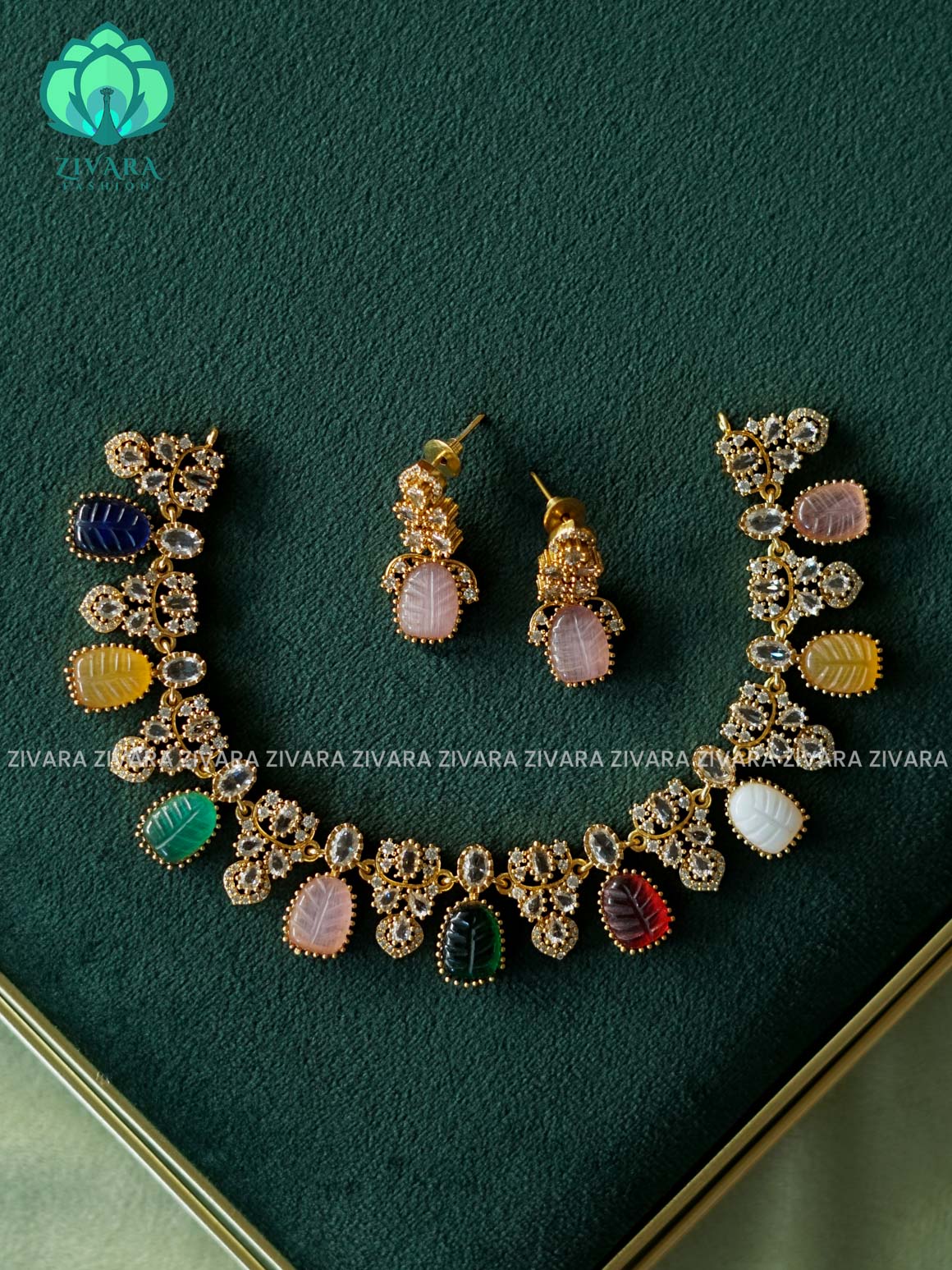 COLOURFUL STYLISH  - SUBTLE POLISH stylish and minimal elegant neckwear with earrings- Zivara Fashion