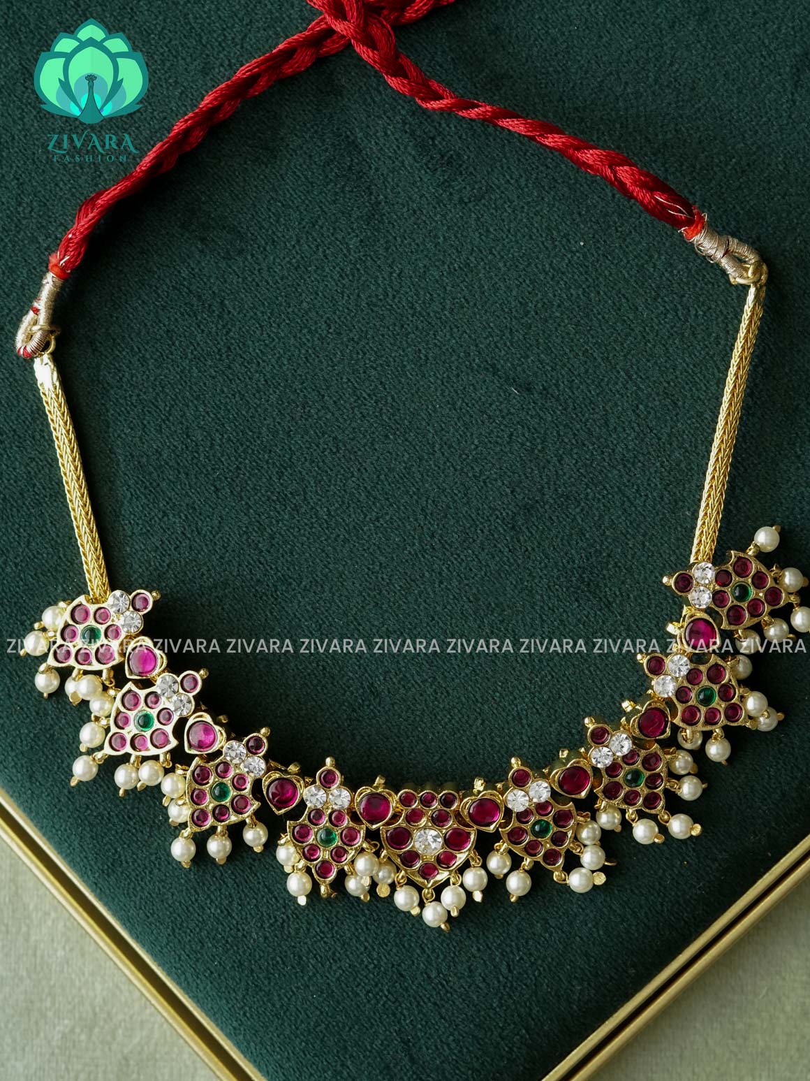 MATHANGI- NECKLACE- REAL KEMP BHARATHANATYAM DANCE PREMIUM JEWELLERY (PREORDER WITH 3 TO 10 DAYS DISPATCH TIME)