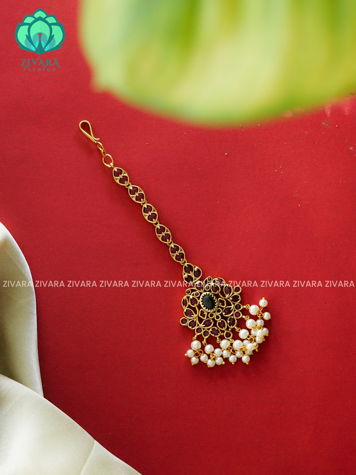 Temple style gold polish  - Bridal maang tikka, chutti- bridal head accessory- latest bridal collection - Zivara fashion