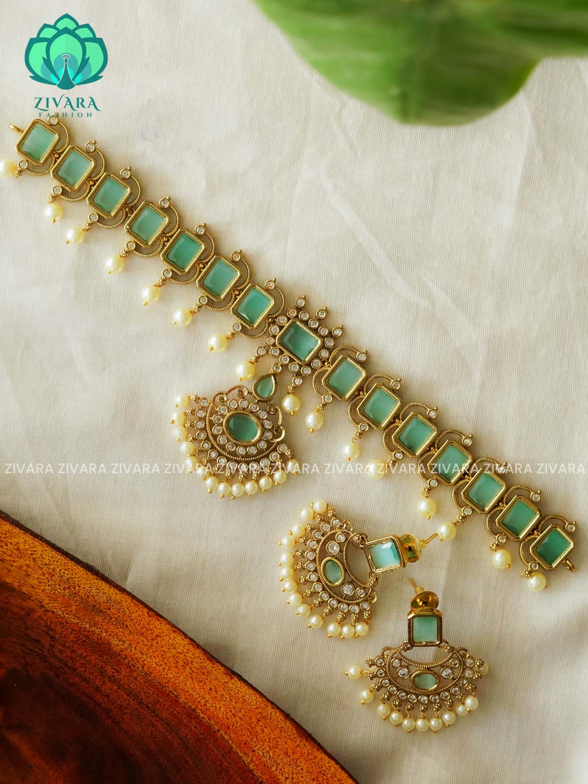 MINT BOX MOTIF - TRADITIONAL CHOKER COLLECTION WITH EARRINGS- LATEST JEWELLERY COLLECTION