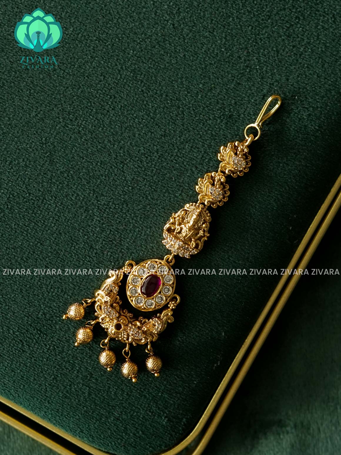VINTAGE RUBY TEMPLE TIKKA -  bridal head accessory- latest bridal collection - Zivara fashion