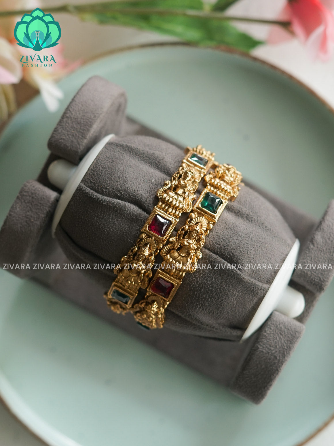 KALAI - TEMPLE  - 2 PIECE - NORMAL MATTE FINISH bangles - latest jewellery collection- Zivara Fashion
