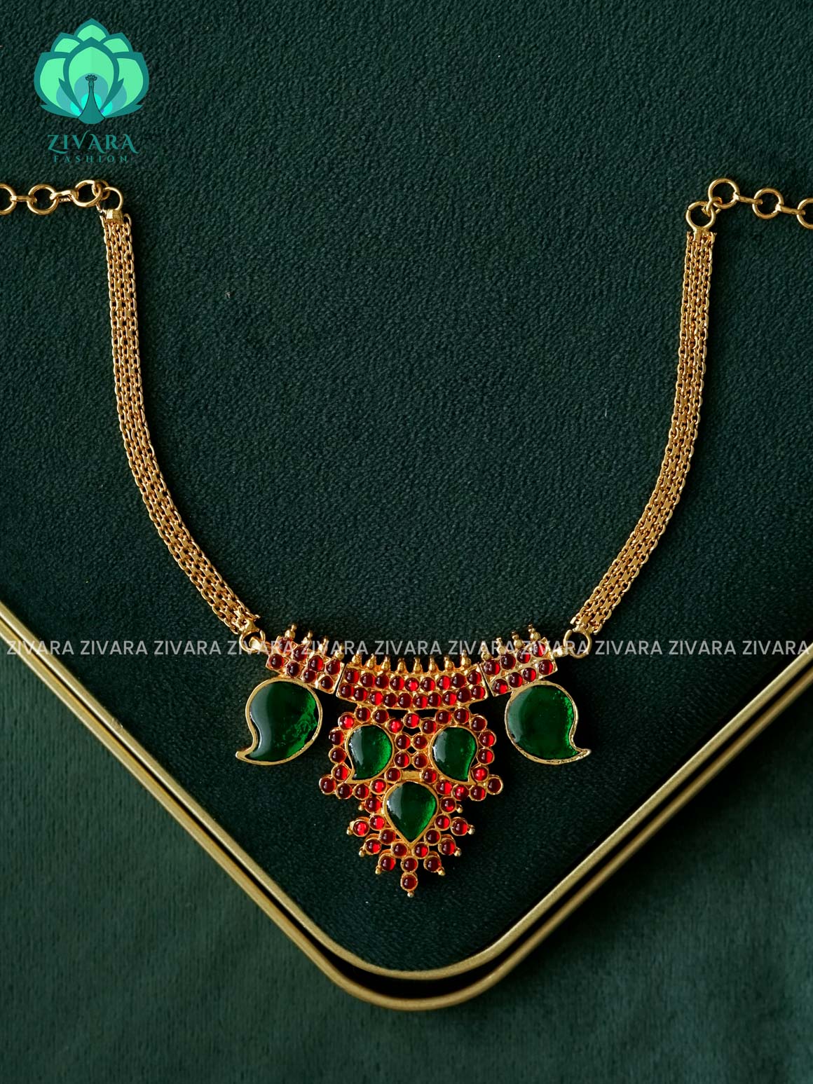 RED AND GREEN - ANANYA SERIES - Traditional  palakkad neckwear -south indian kemp neckwear