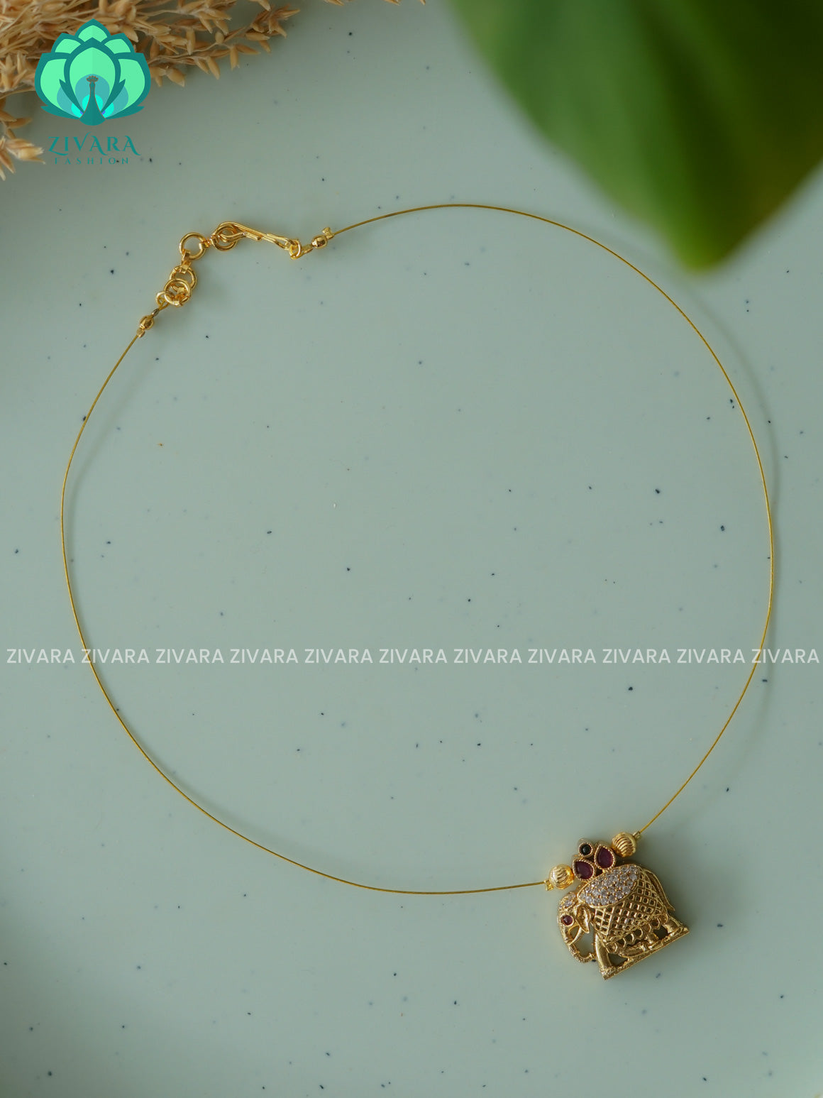 TEMPLE  pendant INVISIBLE TAMARA MINIMAL ELEGANT HANDMADE NECKLACE WITH BRILLIANT FINISH MOTIFS- ZIVARA FASHION