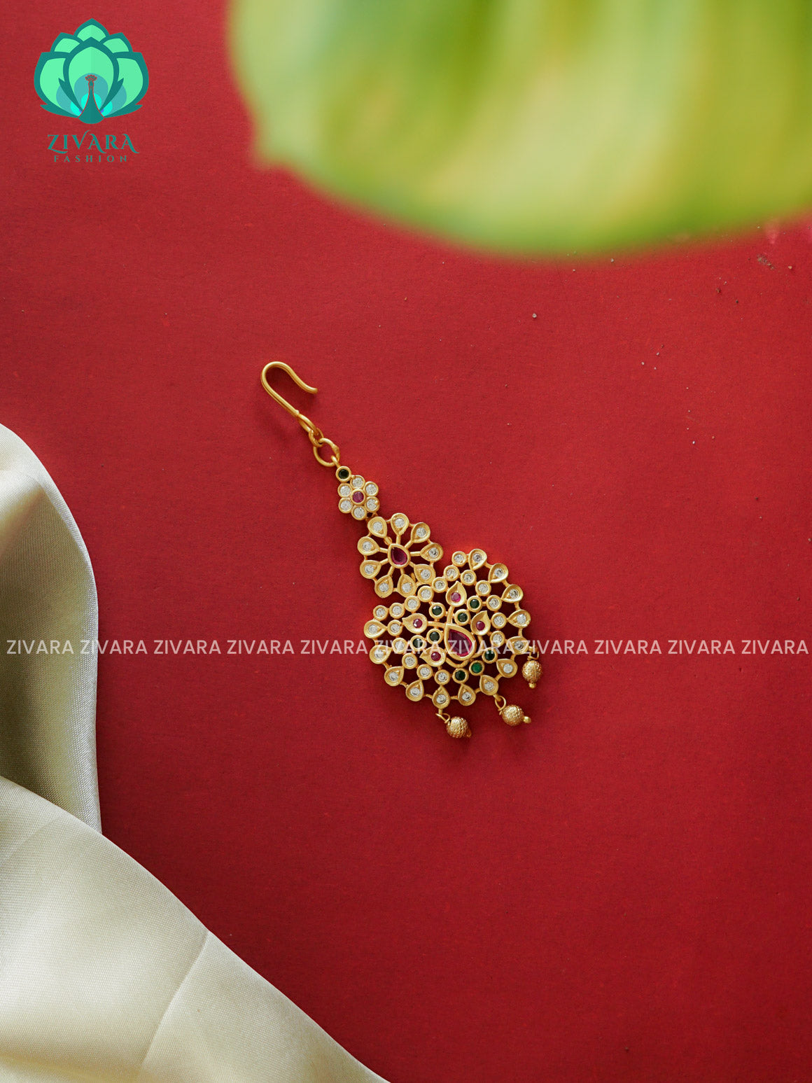 Temple style gold polish  - Bridal maang tikka, chutti- bridal head accessory- latest bridal collection - Zivara fashion