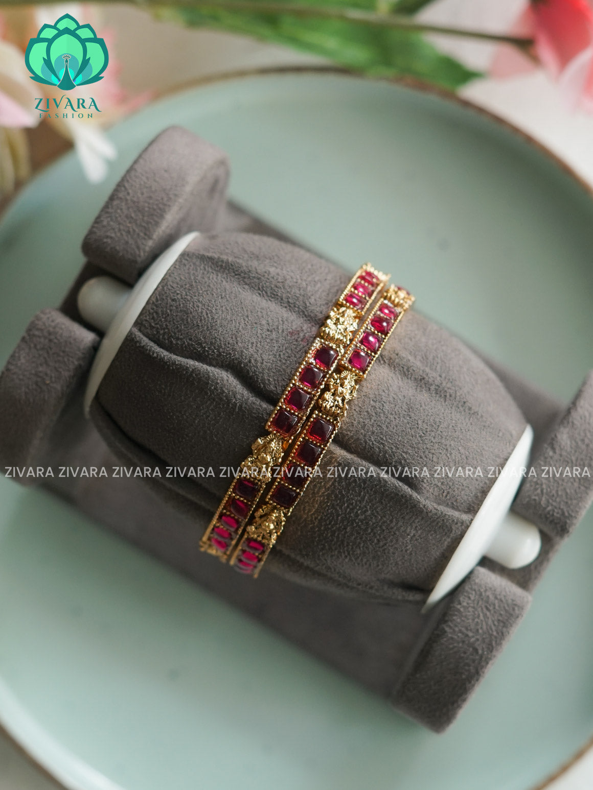 KALAI - TEMPLE  - 2 PIECE - NORMAL MATTE FINISH bangles - latest jewellery collection- Zivara Fashion