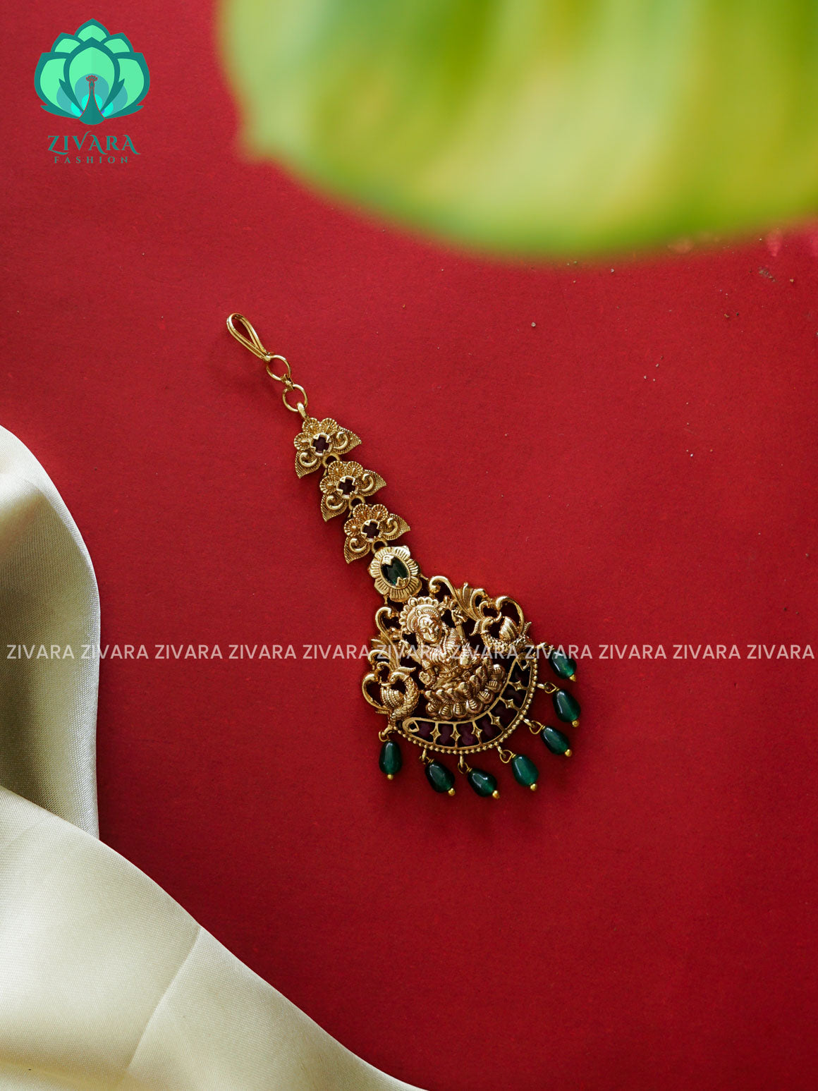 Temple style gold polish  - Bridal maang tikka, chutti- bridal head accessory- latest bridal collection - Zivara fashion