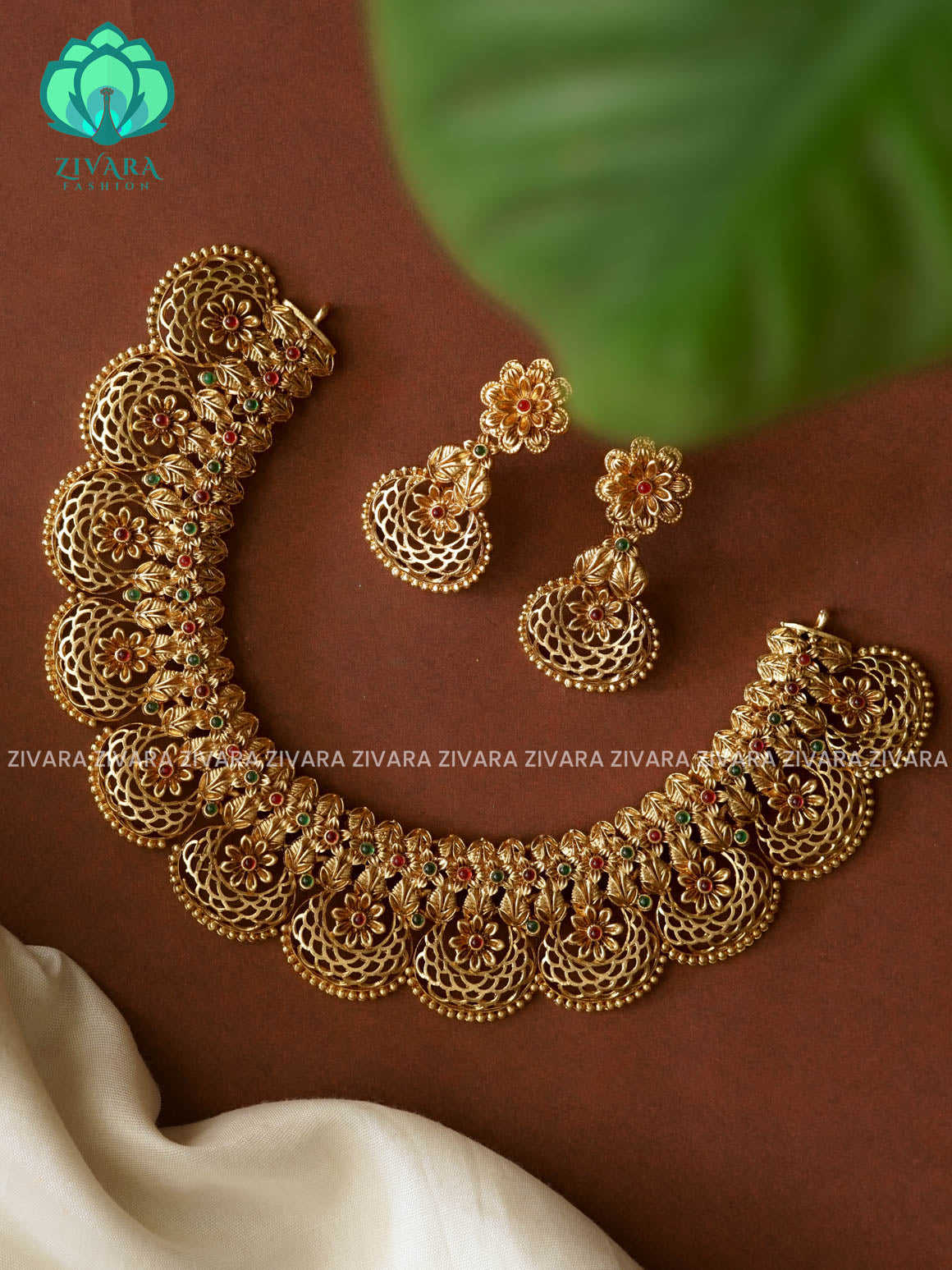 BEADS HEAVY NORMAL MATTE neckwear with earrings- Zivara Fashion- latest jewellery design