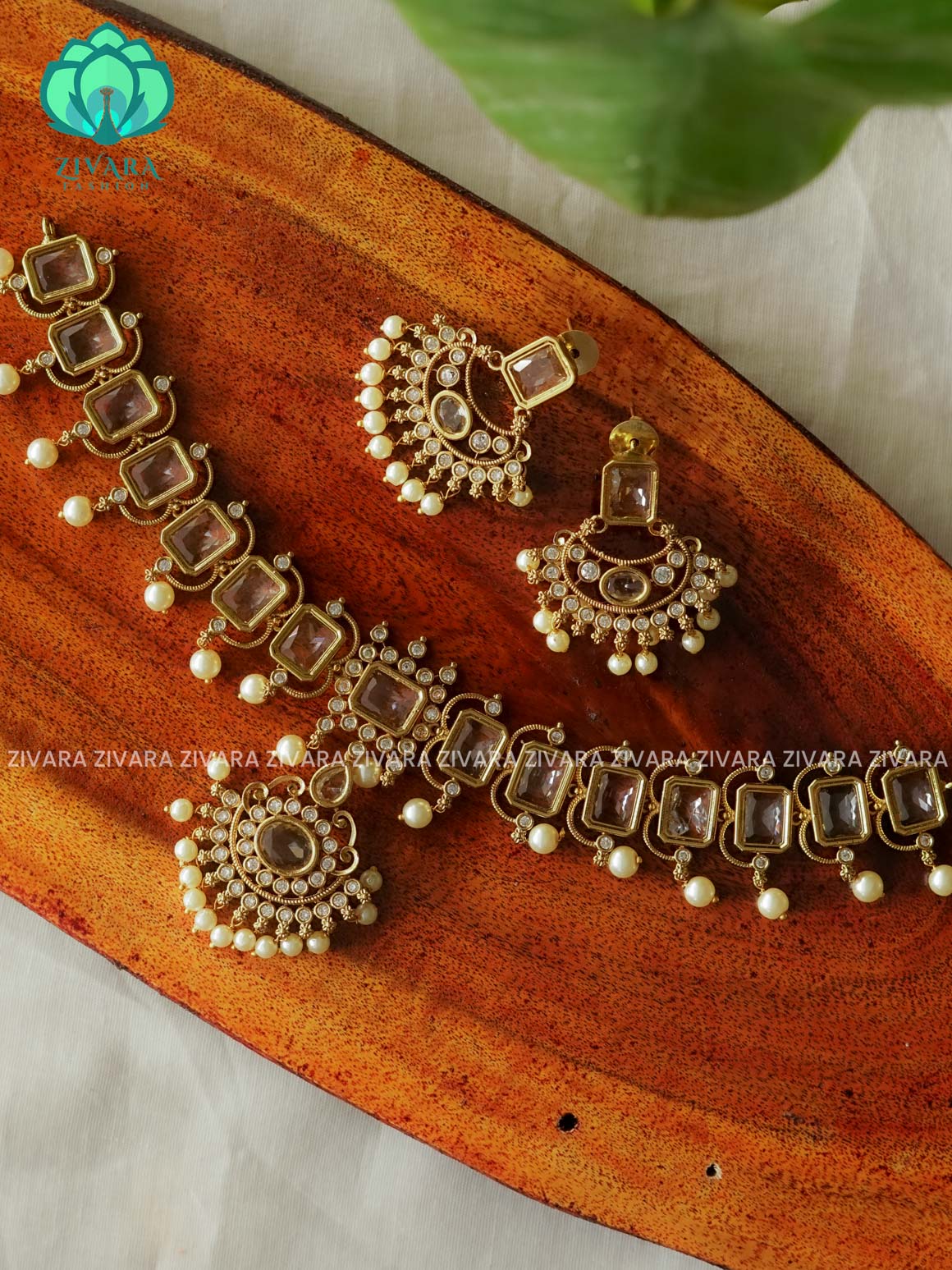 WHITE BOX MOTIF - TRADITIONAL CHOKER COLLECTION WITH EARRINGS- LATEST JEWELLERY COLLECTION