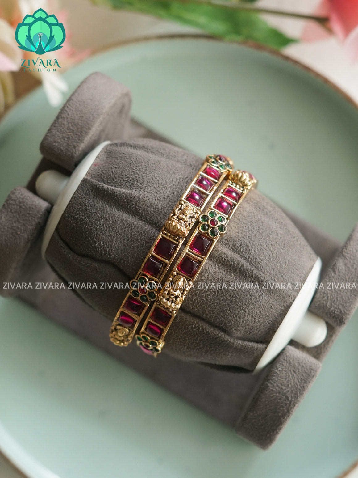 KALAI - TEMPLE  - 2 PIECE - NORMAL MATTE FINISH bangles - latest jewellery collection- Zivara Fashion